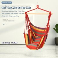 Võng xích đu treo ngoài trời, Võng cầu vồng  kèm gối và đệm tựa lưng tiện lợi ( Không gậy gỗ)