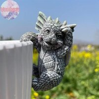 Vonluxu Bộ 4 Đồ trang trí chậu trồng cây treo bằng nhựa rồng cho bé, Chậu hoa điêu khắc leo núi và bình hoa cho đồ trang trí sân cỏ sân hiên, Các bức tượng rồng dễ thương, Rồng Statu