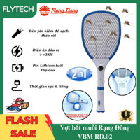 Vợt bắt muỗi Rạng Đông VBM RD.02 - Tích hợp 2in1 đèn pin kiêm đế sạc , pin Lithium tuổi thọ cao