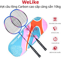 Vợt cầu lông Carbon cao cấp (Túi 2 cái vợt) Welike - Vợt căng sẵn 10kg công thủ toàn diện phù hợp mọi lứa tuổi