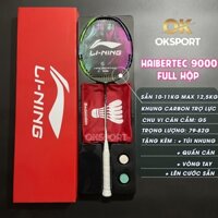 Vợt cầu lông Lining Halbertec 9000 Full Hộp khung Carbon trợ lực căng sẵn 11kg tặng kèm quấn cán, túi đựng và móc khóa