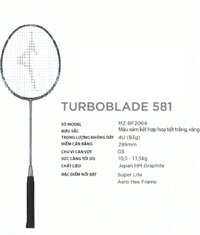 Vợt Cầu Lông Mizuno TURBOBLADE 581 chính hãng