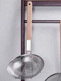 Vợt inox lưới lỗ tay cầm gỗ