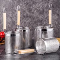 Vợt Lỗ Inox Trụng Hủ Tiếu Mì Hình Trụ Cán Gỗ