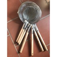 Vợt lưới vớt thức ăn inox TAY CẦM CÁN GỖ cao cấp