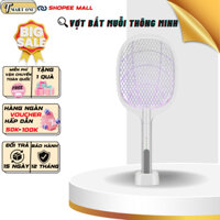 Vợt Muỗi Kiêm Đèn Bắt Muỗi Thông Minh 2in1 Pin 1200mah Tích Hợp Đèn Led Ánh Sáng Có Đế Cắm tiện lợi.