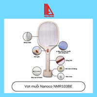 Vợt muỗi Nanoco thông minh 2 trong 1 NMR103BE, với khung lưới bảo vệ 3 lớp chắc chắn, có 6 đèn thu hút muỗi ánh sáng tím