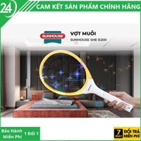 Vợt muỗi SUNHOUSE SHE-E200 Màu Vàng-Chính Hãng-Sạc nhanh-Thời gian sử dụng lên đến 10h-Nhựa ABS chịu va đập mạnh