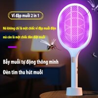 Vợt muỗi thông minh kiêm đèn bắt muỗi tự động 2 trong 1 vợt bắt muỗi đa năng ánh sáng tím thu hút diệt muỗi