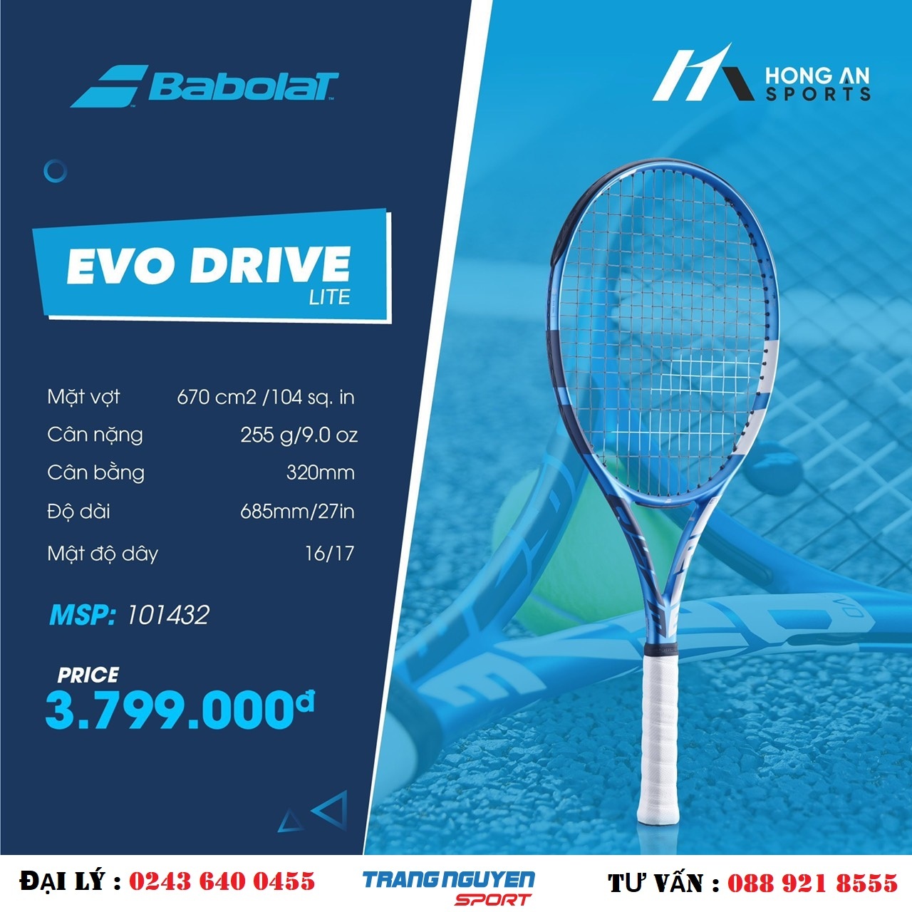 Vợt Tennis Babolat Evo Lite 255g-101432