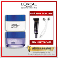 [Voucher 25K] Bộ kem dưỡng da trắng mượt đều màu ngày và đêm LOréal Paris White Perfect 50ml [bonus]