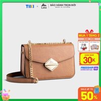 VOUCHER 30K Túi đeo chéo da nữ khóa nhấn hình thoi Lata HN97 - Bò nhạt