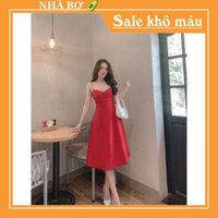 [VOUCHER FOLLOW 10% đơn 99K] - Váy đầm dự tiệc dáng xòe đỏ 2 dây thiết kế cúp ngực trẻ trung