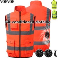 Vovee Áo Làm Mát Cho Nam Nữ Thời Tiết Nóng Với Quạt 5V Điều Hòa Không Khí Áo Khoác Tay Ngắn Áo Vest