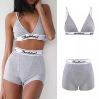 VQKN Badblood Triangle Cup Bra Women's Wireless Sports Sexy Lingerie Set Thread Boxers Letters Summer