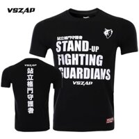 Vszap Đứng Chiến Đấu Người Bảo Vệ Nguyên Chất Cotton Chạy Bộ Thường Ngày MMA Nửa Tay Áo Thun UFC Thể Dục Thể Thao Muay Thái Phù Hợp Với