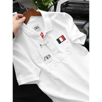 VT - Áo polo ZR chất cotton 4 chiều mịn mát chuẩn hãng thiết kế sọc cổ áo và thêu logo lá cờ Pháp tạo hiệu ứng lạ mắt