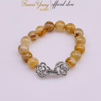 VT68 - Vòng Tay Phong Thủy Đá Thạch Anh Tóc Nâu 8-9 li. Khóa Mạ vàng Trắng – Tinh Tế và Hiện Đại