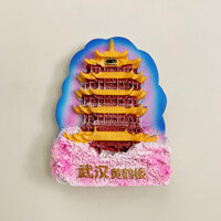 Vũ Hán Hoàng Tháp Cần Cẩu Sơn Ba Chiều Miếng Dán Tủ Lạnh Nam Châm Miếng Dán Phong Cảnh Trung Quốc Thành Phố Du Lịch Lưu Niệm Quà Tặng Nam Châm