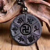 Vũ trụ taiji bagua mặt dây chuyền obsidian năm yếu tố sáu nhân vật thần chú mặt dây chuyền bùa hộ mệnh