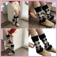 Vua Nữ Len Dài Tất Với Họa Tiết Plaids Dệt Kim Xoay Vòng Tay Giữ Ấm Chân Có