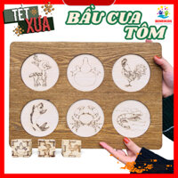 (Vui Tết 2025) Bộ Bầu Cua Tôm Cá Bằng Gỗ Loại Lớn Hàng Benrikids - Bầu Cua Chơi Tết Vui Nhộn