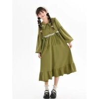 [Vườn Yêu Tinh] Mùa Thu Đông Pháp Ngọt Ngào Phong Cách Mục Vụ Mori Đầm Overskirt Bộ Hai Mảnh Mặc Váy Dài