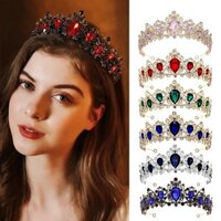 Vương Miện Đính Đá Pha Lê Đỏ Sang Trọng Phong Cách Hoàng Gia Cổ Điển Dành Cho Cô Dâu