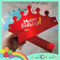 Vương miện sinh nhật chữ Happy Birthday ép kim gấp gọn - đỏ