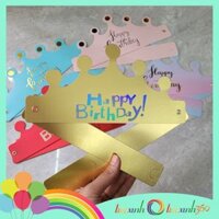 Vương miện sinh nhật chữ Happy Birthday ép kim gấp gọn - Vàng