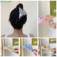 Vuốt tóc hoa NOVALINK Acetate, Kẹp tóc đính đá axit axetic hoạt hình, Mũ đội đầu dễ thương Kẹp cá mập anh đào hàng ngày