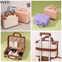 VVFD 14-inch Vali xách tay ABS Sức chứa lớn Hộp trang điểm nhỏ Túi đựng đồ Túi đựng đồ có khóa kéo Hành lý nhỏ Nữ