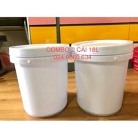 (VZ) Combo 2 xô nhựa 18L trắng mới 100%, đựng nước, đựng gạo.