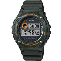 W-216H-3BVDF | Đồng Hồ Casio | Nam | Dây Nhựa Màu Rêu | Tuổi Thọ Pin 7 Năm | Chống Nước WR50M