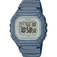 W-218HC-2AV | Đồng Hồ Casio | Dây Nhựa | Mặt Vuông | Chống Nước WR50M | Pin 7 Năm