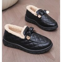 W Mùa Đông Lông Cừu Lót Dày Đậu Hà Lan Cũ Bắc Kinh Giày Cotton Nữ Chống Trơn Trượt Ấm Mẹ Giày Slip-on Giày Lông Thú Thời Trang