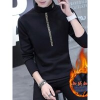 W Mùa Đông Phiên Bản Hàn Quốc Hợp Thời Trang Áo Len Độc Đáo Đẹp Trai Cao Cổ Áo Len Nam Lông Cừu Lót Áo Len Dày Slim-fit
