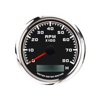 W Pro Tachometer 8000 RPM Programmable Waterproof Black Dial White LED