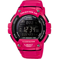 W-S220C-4BVDF | Đồng Hồ Casio | Điện Tử | Dây Nhựa Màu Hồng | Pin Năng Lượng | Chống Nước 100M