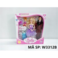 W3312B HỘP BABY GIA ĐÌNH 3C (1C KHỚP, MẮT THỦY TINH), 2 ÁO, TÚI XÁCH Baby Quyến rũ