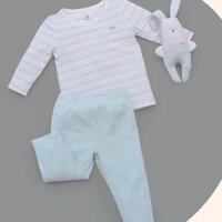 W629S7BG190 - Bộ quần áo Nous dài tay vải Nu Thermo giữ nhiệt - Màu xanh kẻ ngang