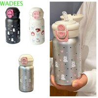 Wadees Bình nước giữ nhiệt, Thiết kế ống hút Thiết kế thú vị Nơ cốc giữ nhiệt cho mèo, Phim hoạt hình Giữ đồ uống nóng lạnh 500ml Cốc cách nhiệt nảy chống rò rỉ Sinh viên