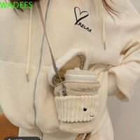 Wadees Cà Phê Trà Sữa Túi Đeo Ngang, Dây Cà Phê Hoạt Hình Sang Trọng Đồ Chơi Túi Đeo Vai, Chai Dây Cốc Trang Trí Di Động Kawaii Mùa Đông Cốc Phụ Kiện Mua Sắm