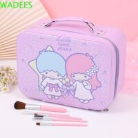 Wadees Kuromi Túi Đựng Mỹ Phẩm Vali, Túi Trang Điểm Cầm Tay Kitty Gương Rơi, Hộp Chắc Chắn Chống Thấm Nước Anime Dây Kéo Hoạt Hình PU Hộp Đựng Mỹ Phẩm Quà Tặng