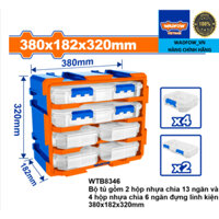 WADFOW  WTB8346Bộ tủ 2 hộp nhựa chia 13 ngăn và 4 hộp nhựa chia 6 ngăn 380x182x320mm