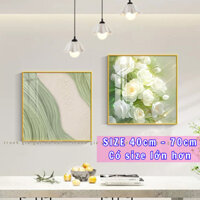 Waki.shop . Tranh in vải CANVAS khổ vuông đã có khung composite trang trí phòng khách phòng ngủ phòng ăn khách sạn