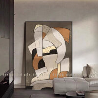 Waki.shop . Tranh in vải CANVAS khổ lớn trừu tượng lập thể size 70x100cm đã bao gồm khung và phụ kiện treo