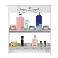 Wall-Mounted Bathroom Cabinet,Double Doors Bathroom Cabinet With Three Hooks