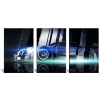 wall26 - 3 Panel Canvas Wall Art - Futuristic Car - Giclee Print Gallery Wrap Modern Home Art Ready to Hang - 24"x36" x 3 Panels