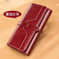 wallets men's wallets female cute wallets Women's wallets Mới Nhật Bản Hàn Quốc Ví Dài Nữ Đa Năng Dung Tích Lớn Sáp Dầu Đơn Giản Ly Hợp Phù Hợp Với Ví Gấp Nam